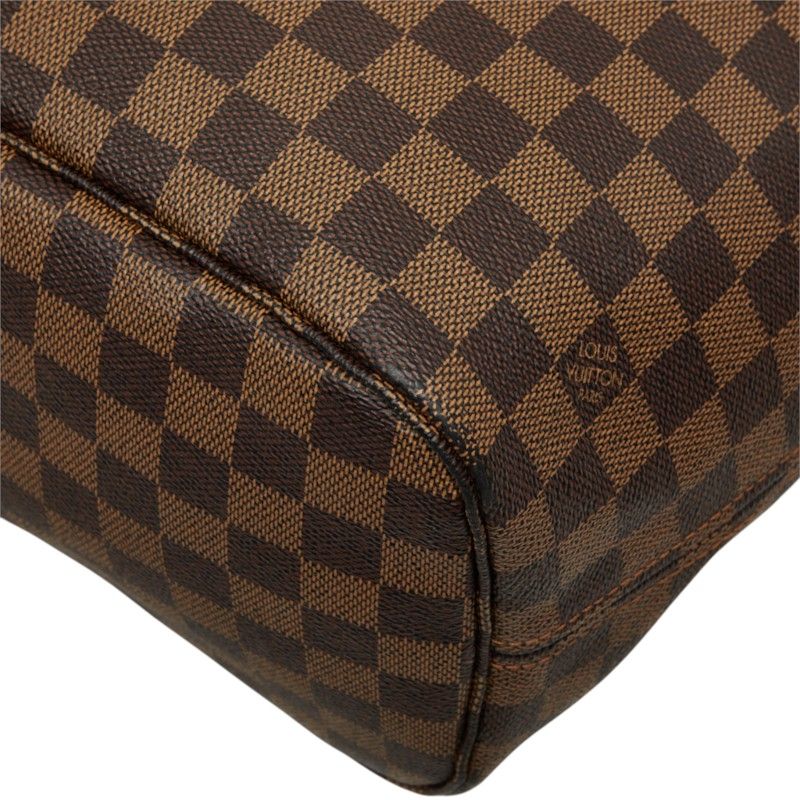 Louis Vuitton Damier Ebene Neverfull MM Shoulder Bag Tote Brown Leather — view 4