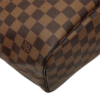 Louis Vuitton Damier Ebene Neverfull MM Shoulder Bag Tote Brown Leather — view 5
