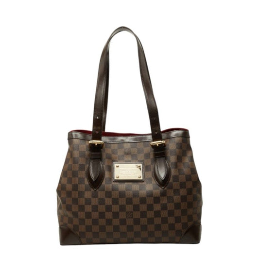 Louis Vuitton Damier Ebene Hampstead MM Tote Bag Brown Leather