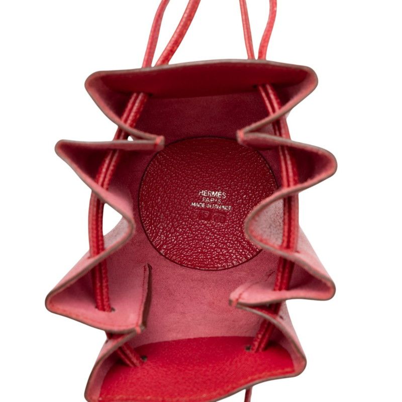 Hermes Vespa Pouch Drawstring Red Chevre Mysore — view 4