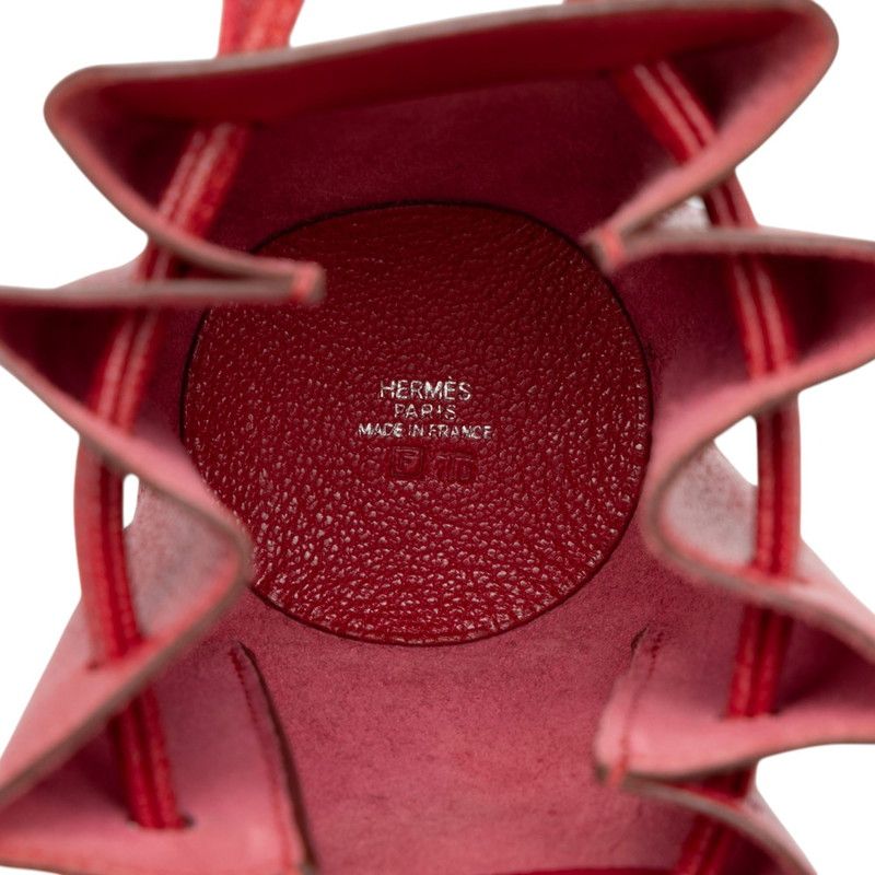 Hermes Vespa Pouch Drawstring Red Chevre Mysore — view 5