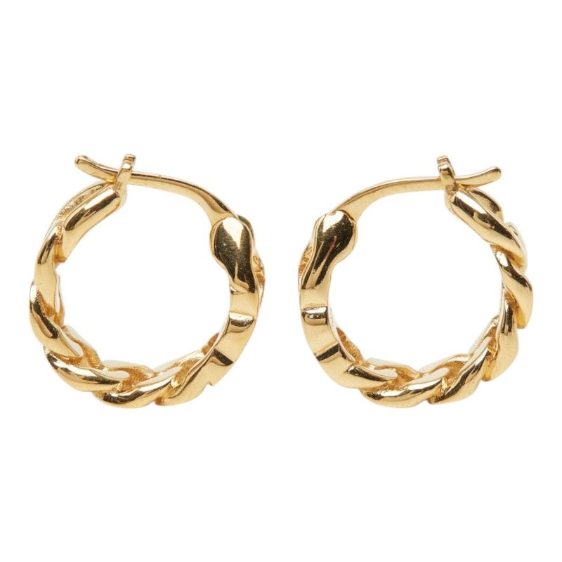 Celine Triomphe Gourmette Small Hoop Earrings Chain Motif Gold Plated Brass — view 2
