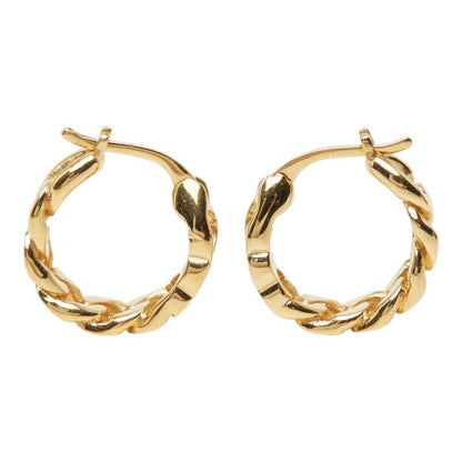 Celine Triomphe Gourmette Small Hoop Earrings Chain Motif Gold Plated Brass — view 2