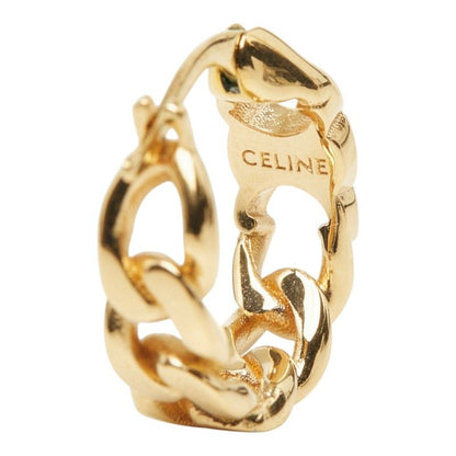 Celine Triomphe Gourmette Small Hoop Earrings Chain Motif Gold Plated Brass — view 4