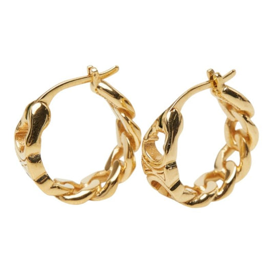 Celine Triomphe Gourmette Small Hoop Earrings Chain Motif Gold Plated Brass