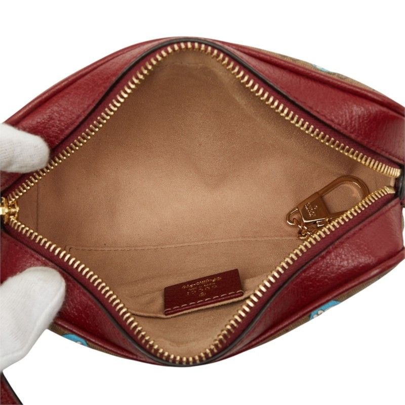 Gucci Doraemon Mini GG Supreme Crossbody Shoulder Bag Brown Bordeaux Leather — view 6