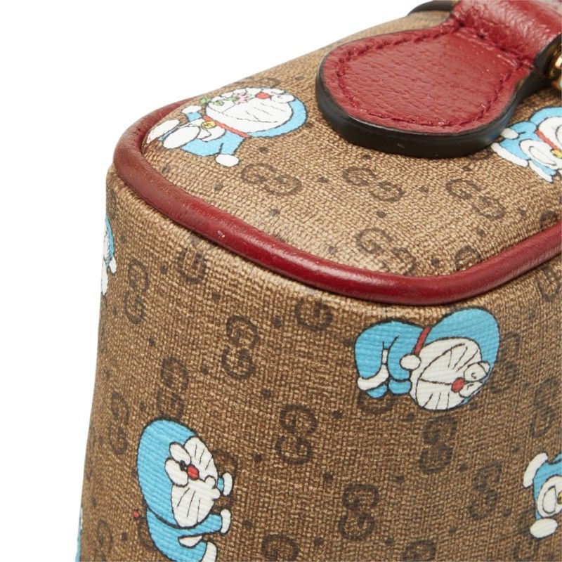 Gucci Doraemon Mini GG Supreme Crossbody Shoulder Bag Brown Bordeaux Leather — view 4