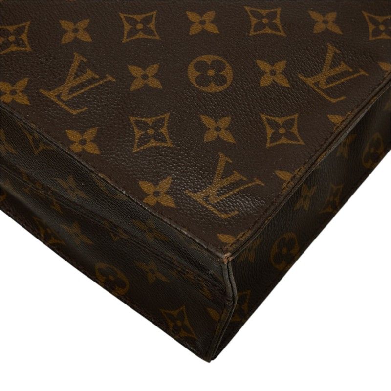 Louis Vuitton Monogram Sac Plat Tote Bag Brown Leather — view 4