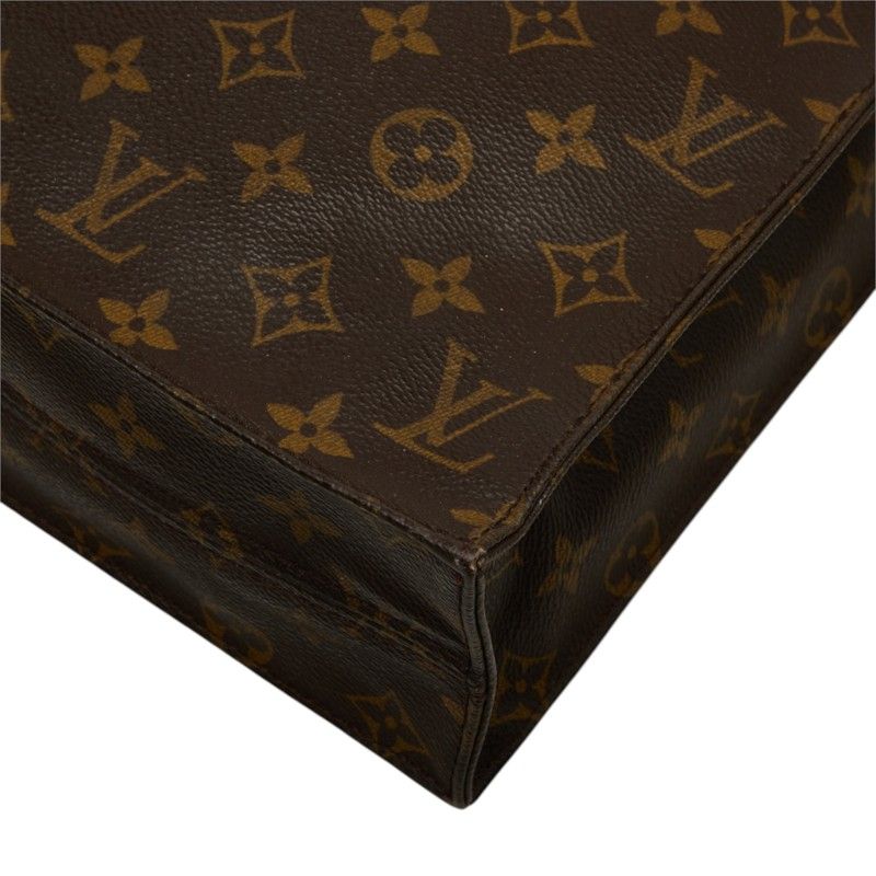 Louis Vuitton Monogram Sac Plat Tote Bag Brown Leather — view 6