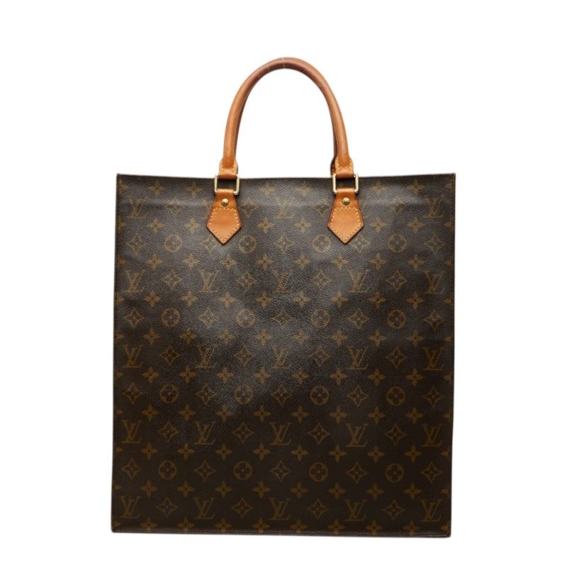 Louis Vuitton Monogram Sac Plat Tote Bag Brown Leather