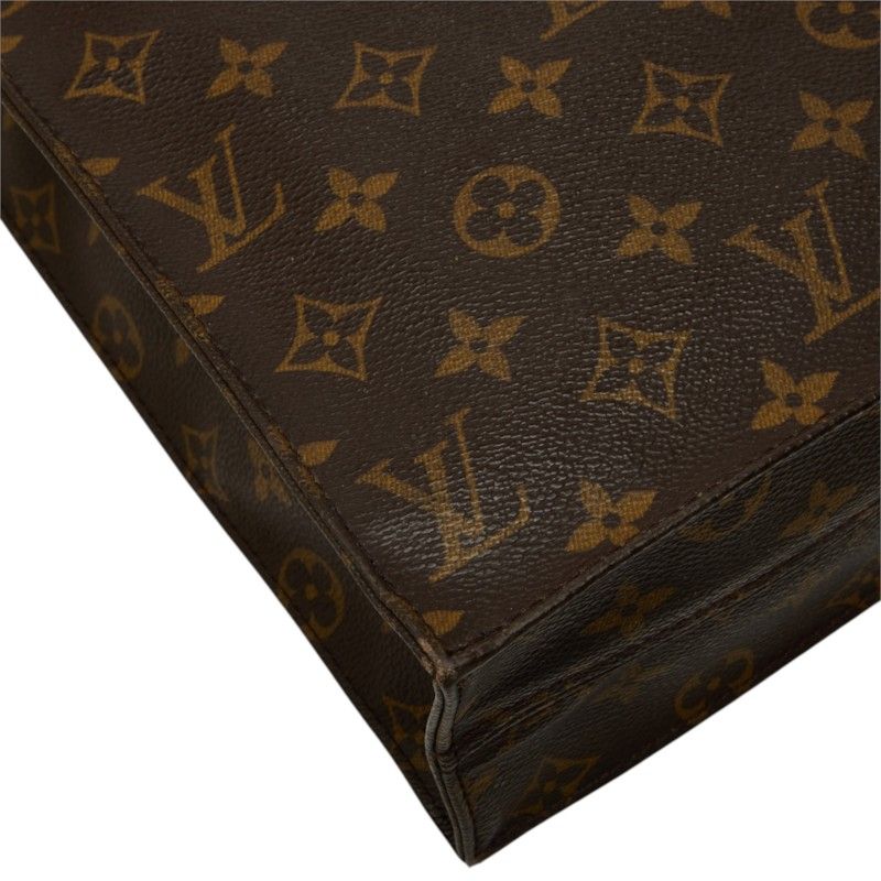 Louis Vuitton Monogram Sac Plat Tote Bag Brown Leather — view 5