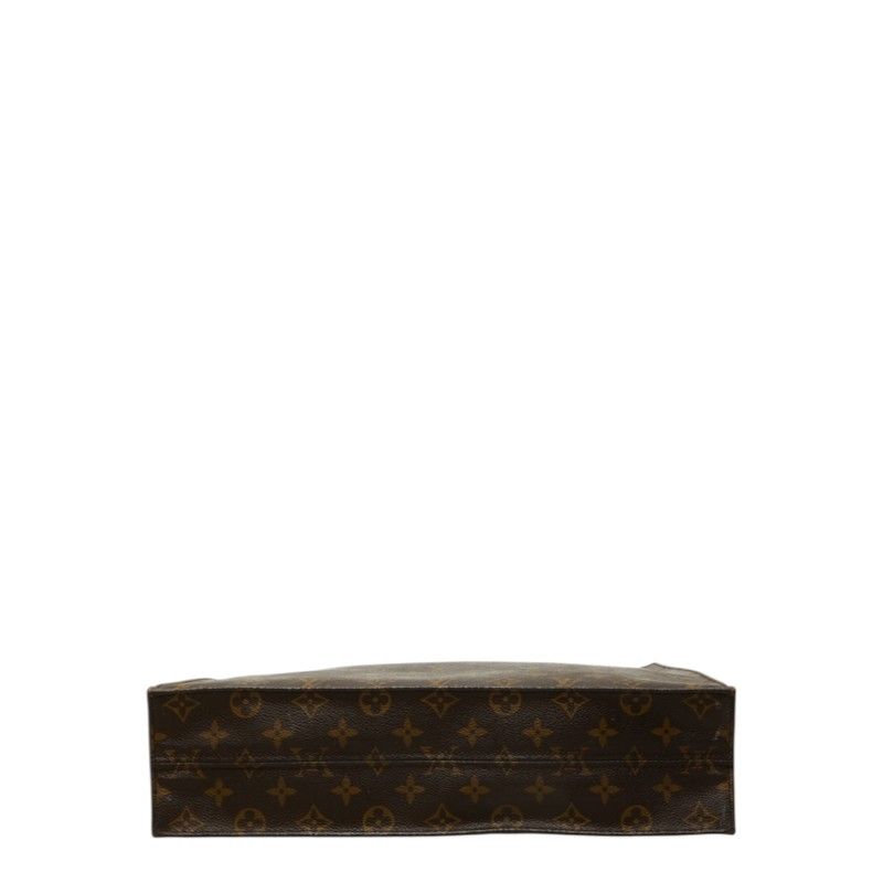 Louis Vuitton Monogram Sac Plat Tote Bag Brown Leather — view 3