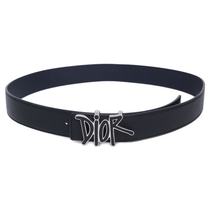 Dior x Shawn Stussy Logo Buckle Reversible Leather Belt
