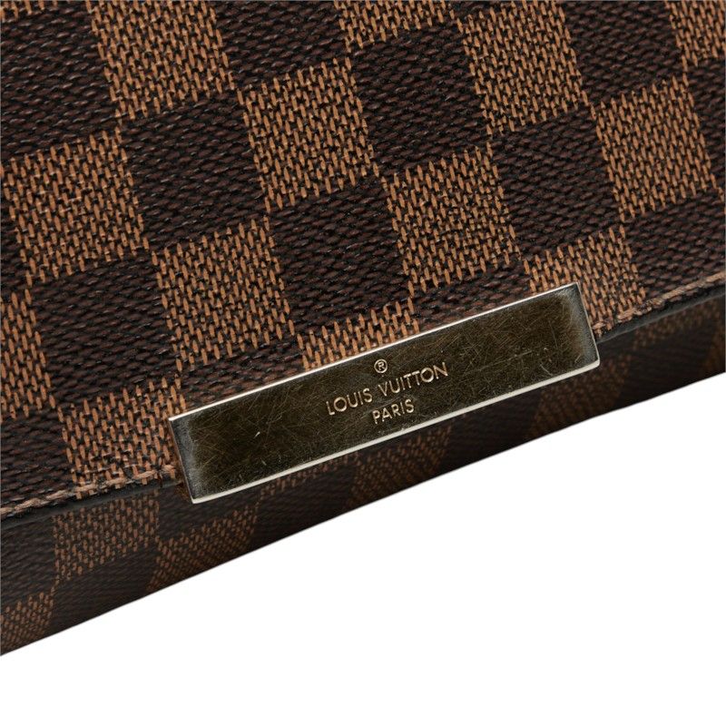 Louis Vuitton Damier Favorite MM Chain 2-Way Shoulder Bag Brown Leather — view 6