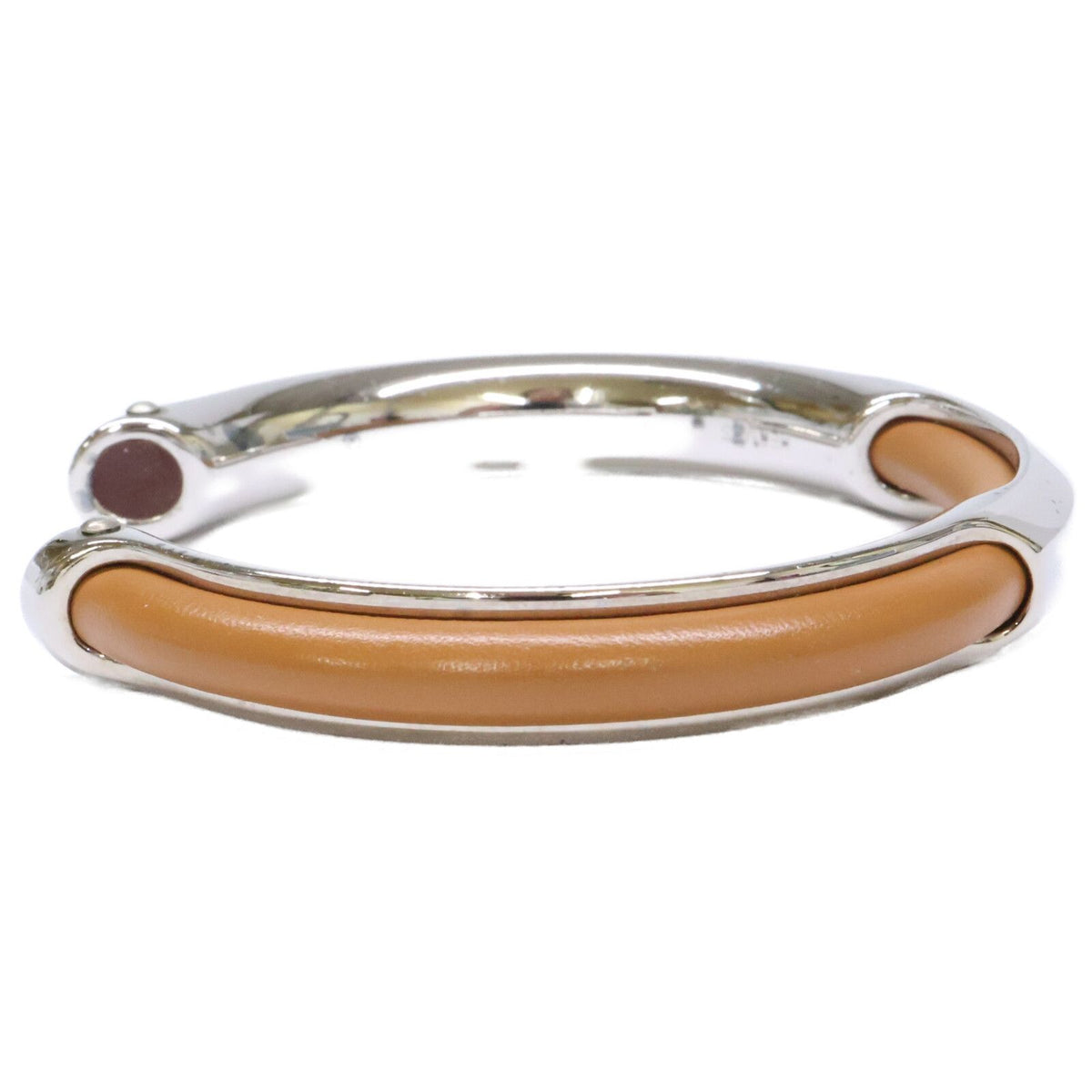 Hermes Metal Leather Bracelet Silver — view 5