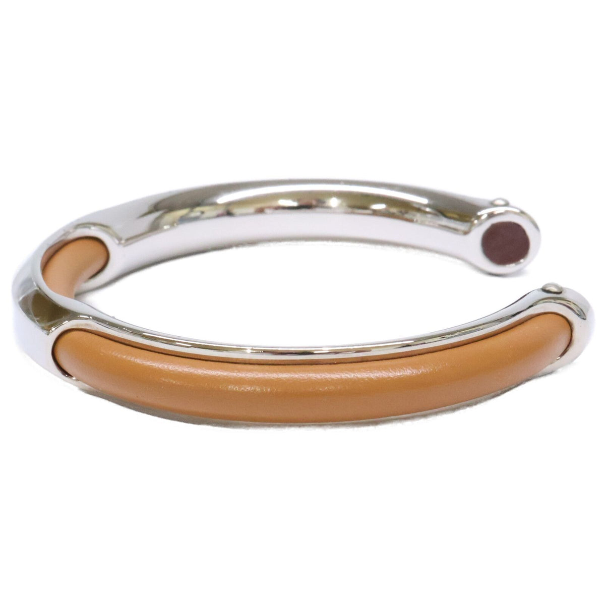 Hermes Metal Leather Bracelet Silver — view 3