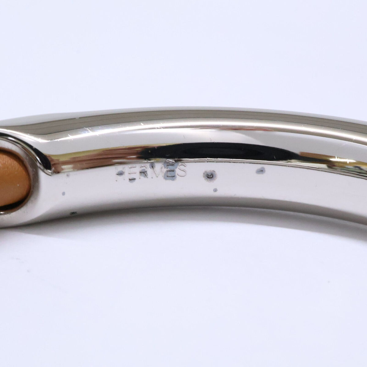 Hermes Metal Leather Bracelet Silver — view 7