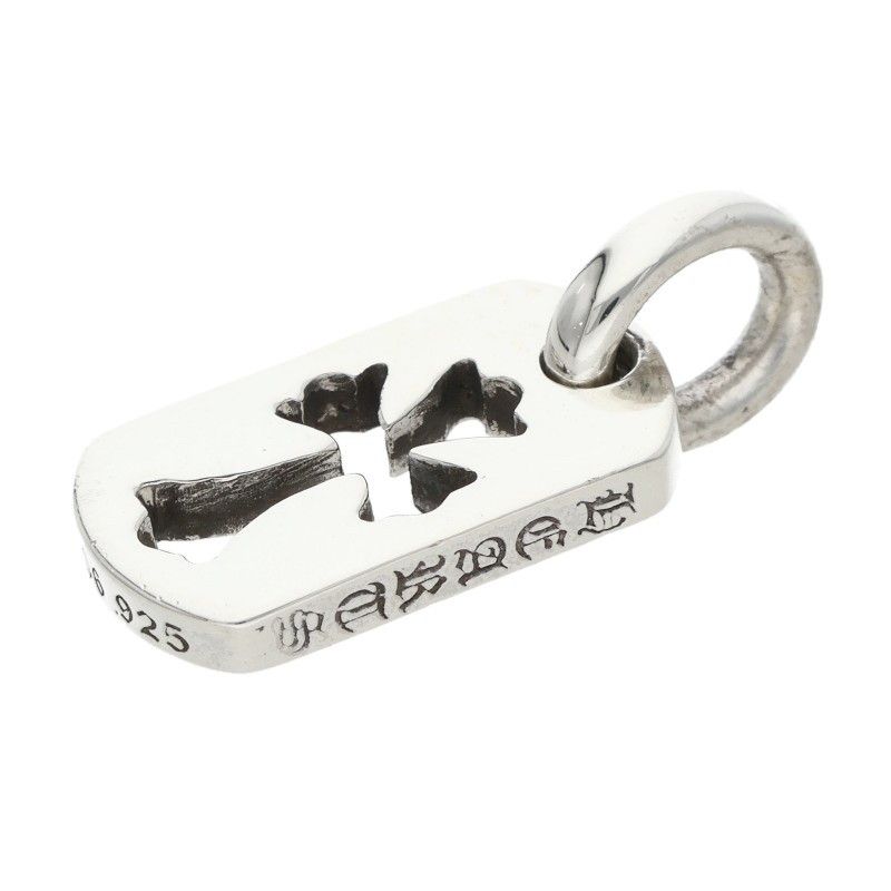Chrome Hearts DT Tny CO Tiny Cutout Cross Dog Tag Charm Silver Pendant — view 5