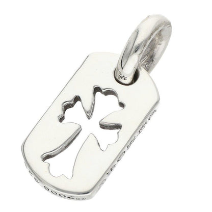 Chrome Hearts DT Tny CO Tiny Cutout Cross Dog Tag Charm Silver Pendant — view 2