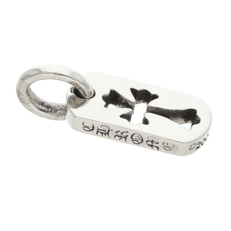 Chrome Hearts DT Tny CO Tiny Cutout Cross Dog Tag Charm Silver Pendant — view 3