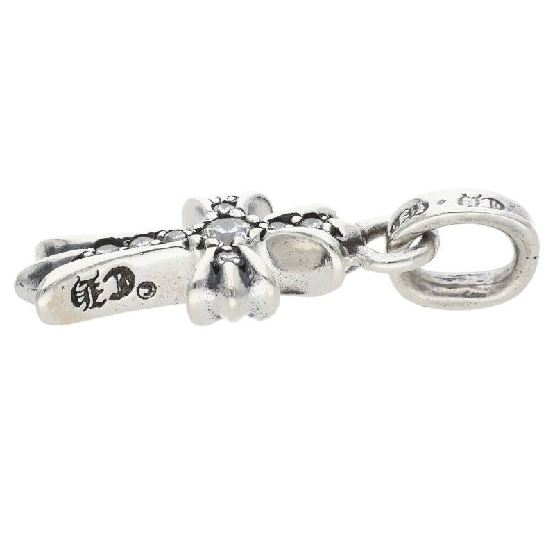 Chrome Hearts Cross Baby Fat P Dmnd Pave Diamond Charm Silver Pendant — view 4