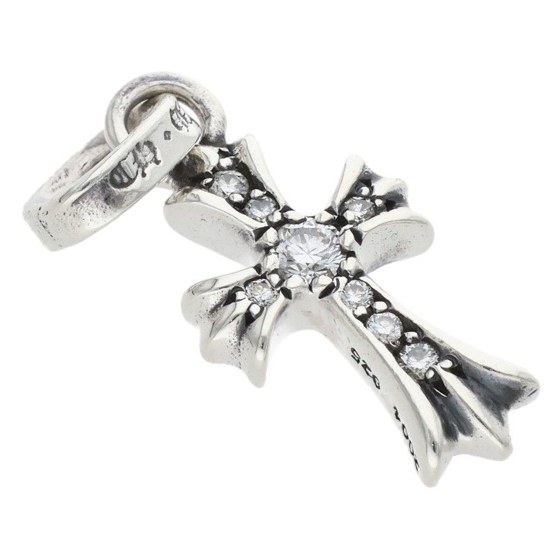 Chrome Hearts Cross Baby Fat P Dmnd Pave Diamond Charm Silver Pendant — view 5