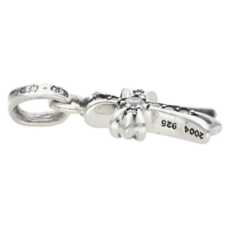 Chrome Hearts Cross Baby Fat P Dmnd Pave Diamond Charm Silver Pendant — view 3