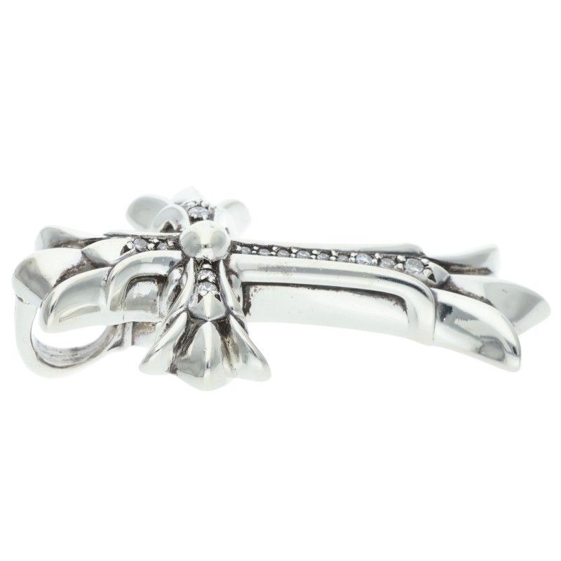 Chrome Hearts Dbl CH P D Small Double CH Cross Pave Diamond Pendant Silver — view 5