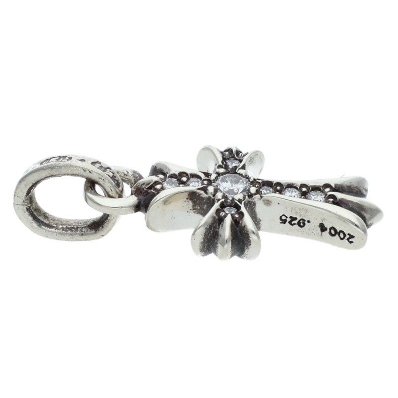 Chrome Hearts Cross Baby Fat P Dmnd Pave Diamond Charm Silver Pendant — view 4