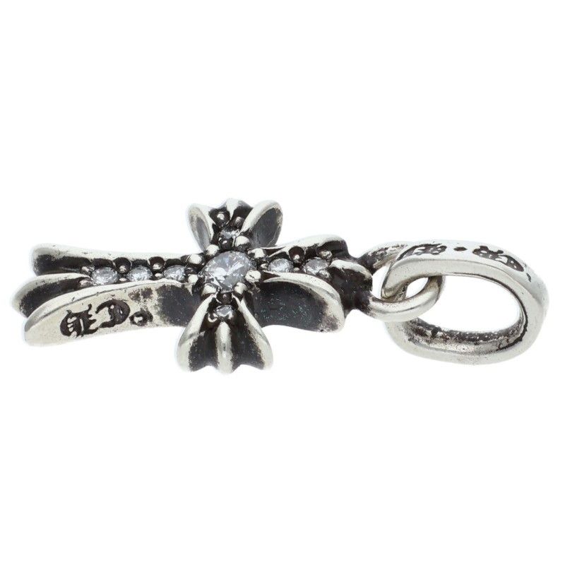 Chrome Hearts Cross Baby Fat P Dmnd Pave Diamond Charm Silver Pendant — view 4