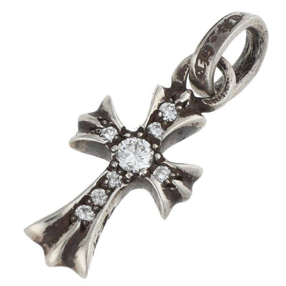 Chrome Hearts Cross Baby Fat P Dmnd Pave Diamond Charm Silver Pendant