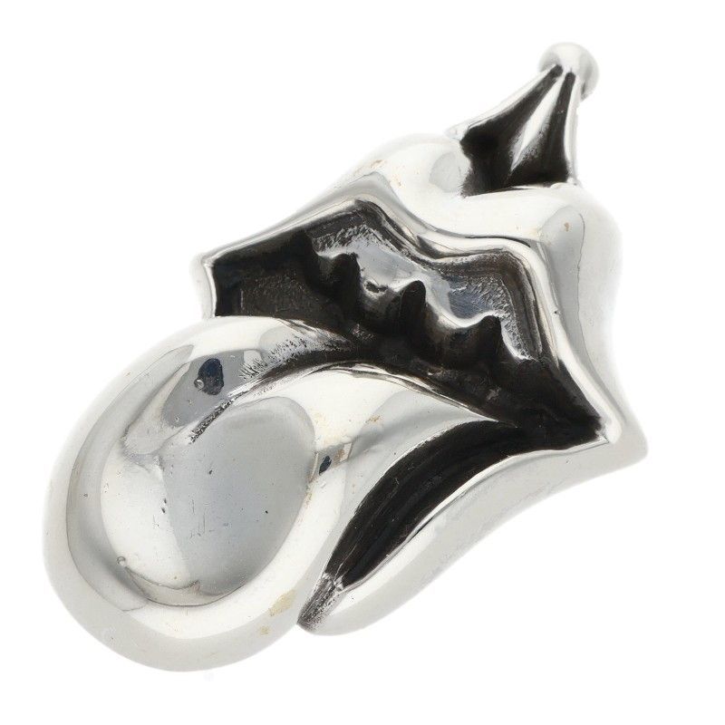 Chrome Hearts Lips Tongue Charm Lip and Tan Silver Pendant