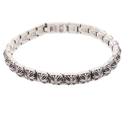 Chrome Hearts Pyramid Pls 1/4 P D Plus Link Pave Diamond Silver Bracelet