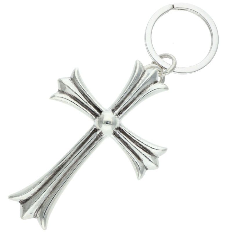 Chrome Hearts CH Lg&no 5 Dggr Large Cross Key Ring Silver