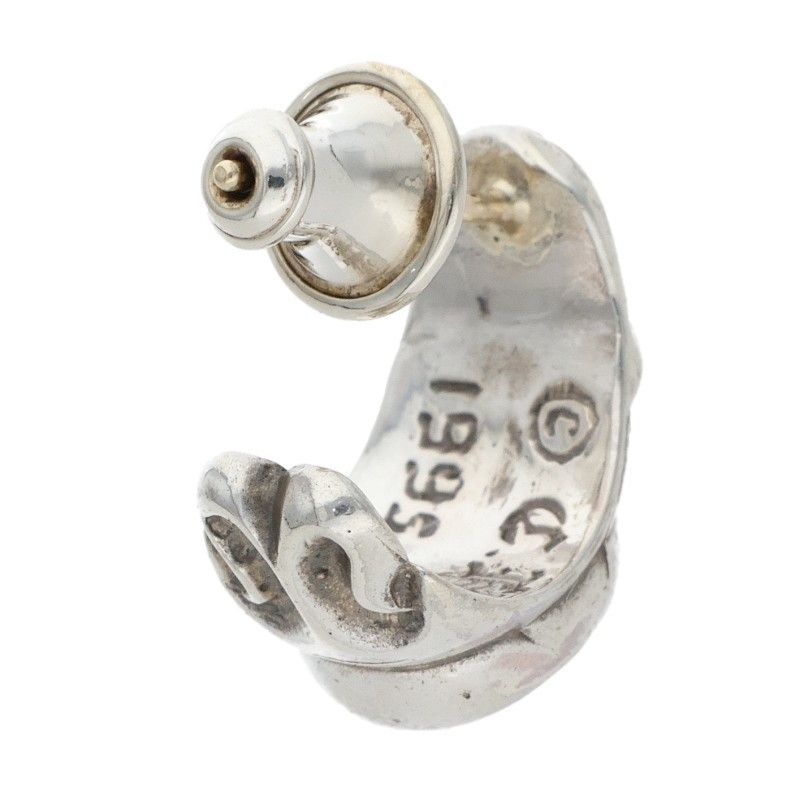 Chrome Hearts Carved Teardrop Curved Silver Earrings — view 2