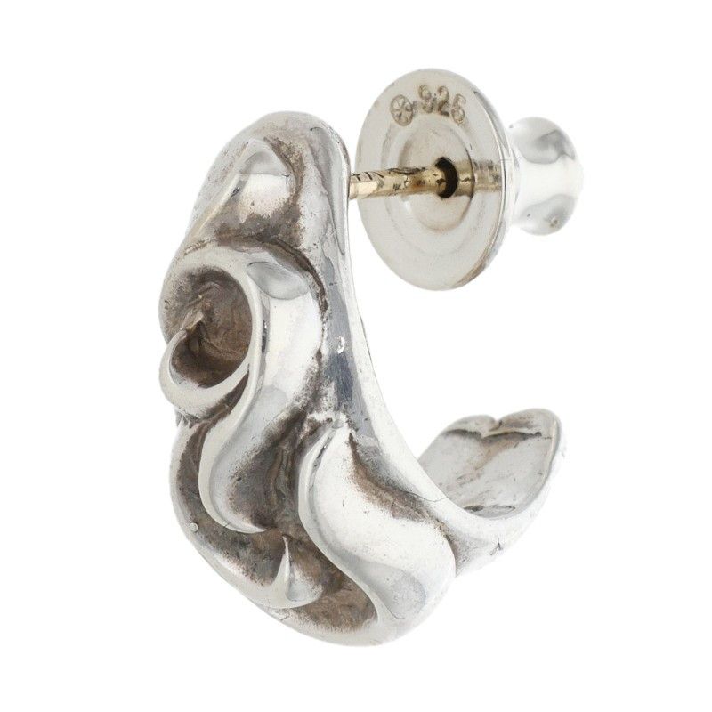 Chrome Hearts Carved Teardrop Curved Silver Earrings