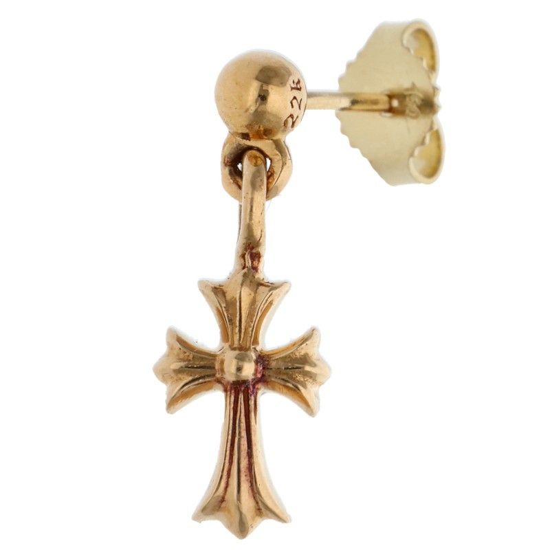 Chrome Hearts 22k Drp Stck CH Crs Stack CH Cross Drop Gold Earrings