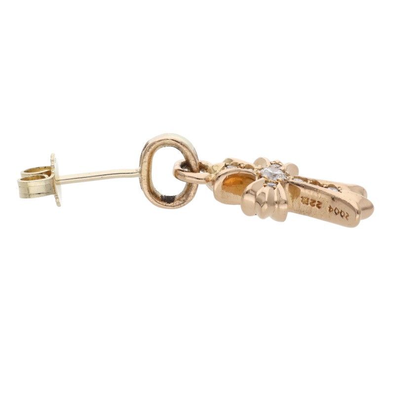 Chrome Hearts Pprchn P D 22k Baby Phat Pave Diamond Gold Earrings — view 3