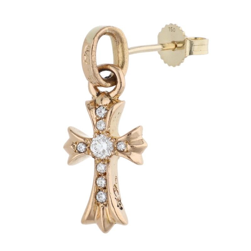 Chrome Hearts Pprchn P D 22k Baby Phat Pave Diamond Gold Earrings