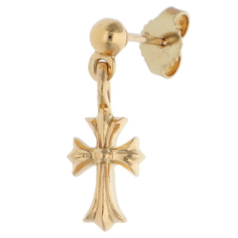 Chrome Hearts 22k Drp Stck CH Crs Stack CH Cross Drop Gold Earrings