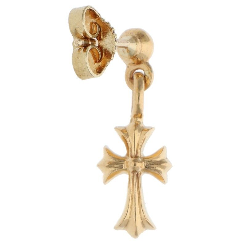 Chrome Hearts 22k Drp Stck CH Crs Stack CH Cross Drop Gold Earrings — view 2