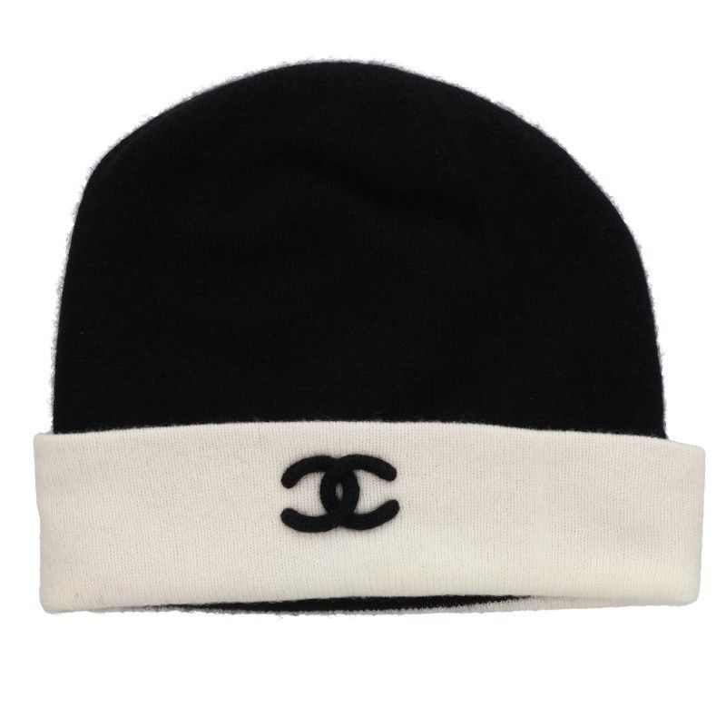 Chanel CC Logo Cashmere Beanie Knit Hat