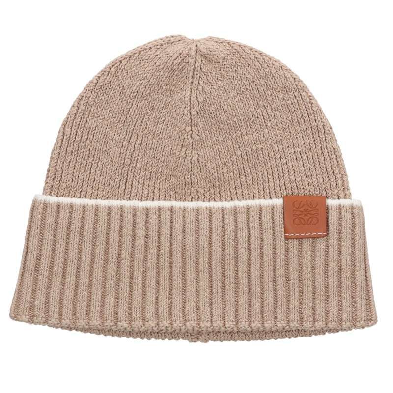 Loewe Linen Mixed Anag Lambskin Tab Beanie Hat