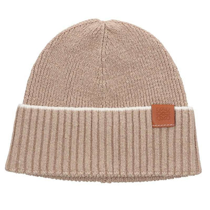 Loewe Linen Mixed Anag Lambskin Tab Beanie Hat