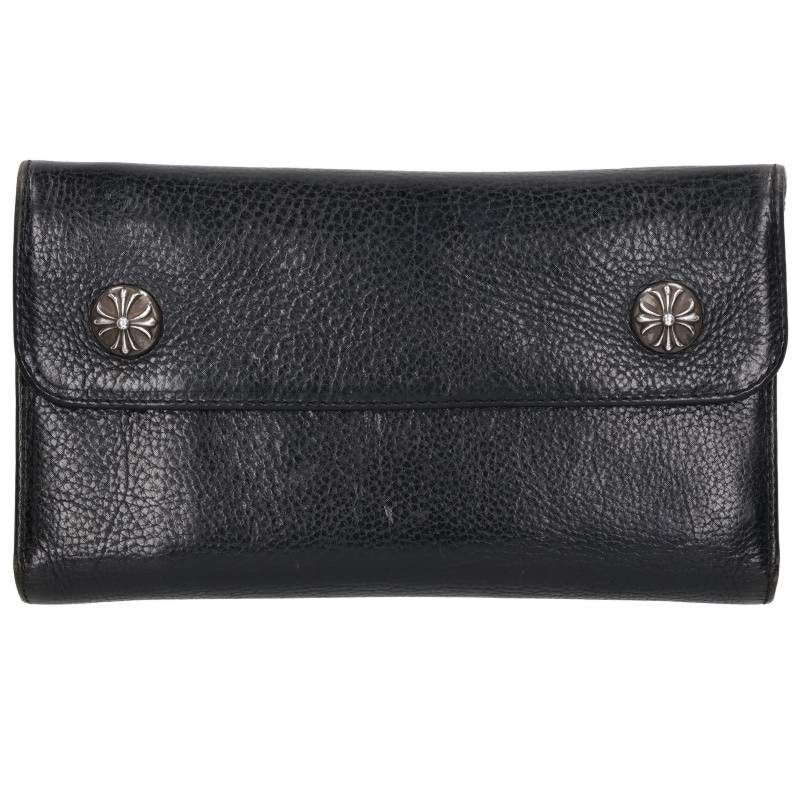 Chrome Hearts Wave Cross Ball Button Leather Wallet