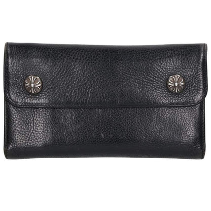 Chrome Hearts Wave Cross Ball Button Leather Wallet