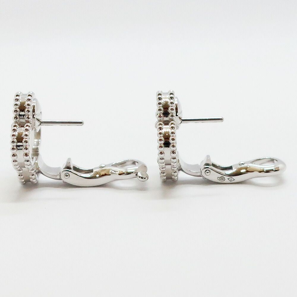 Van Cleef & Arpels Vintage Alhambra Earrings 750 White Gold Mother of Pearl — view 3