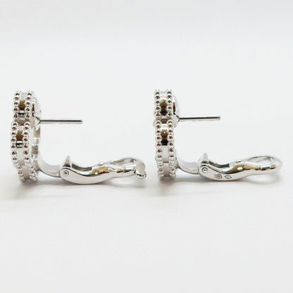 Van Cleef & Arpels Vintage Alhambra Earrings 750 White Gold Mother of Pearl — view 3