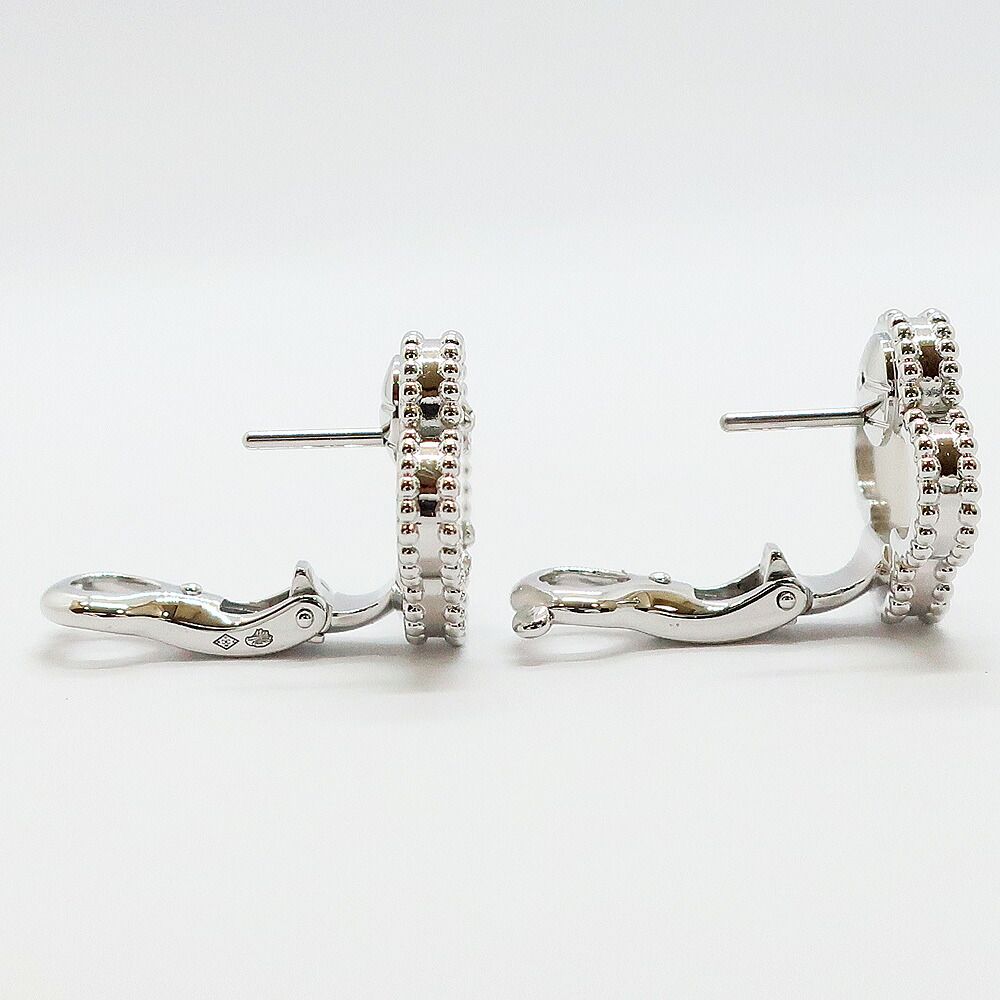 Van Cleef & Arpels Vintage Alhambra Earrings 750 White Gold Mother of Pearl — view 2