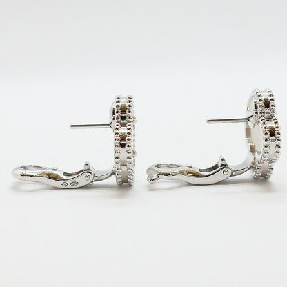 Van Cleef & Arpels Vintage Alhambra Earrings 750 White Gold Mother of Pearl — view 2